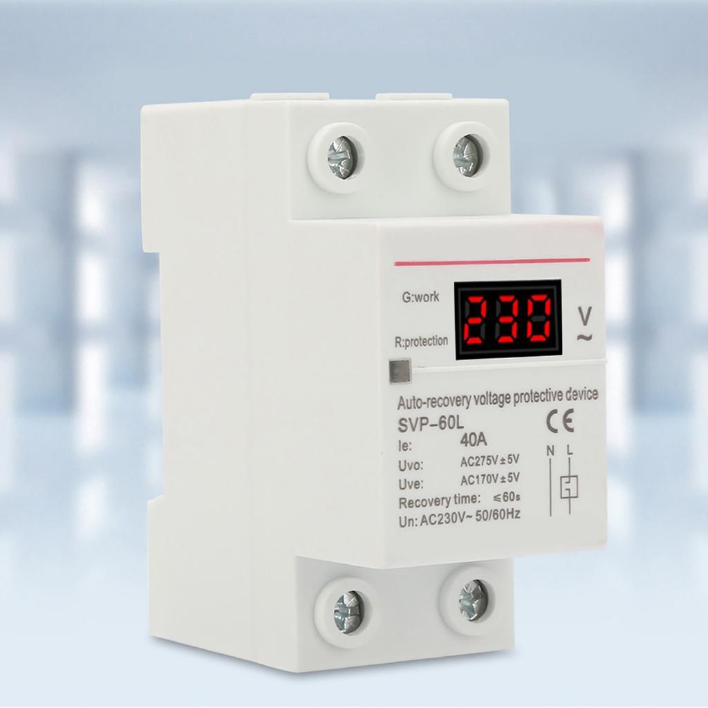 Устройство автоматического восстановления перенапряжения и пониженного напряжения 230 В, 40 А, защита для крепления на DIN-рейку