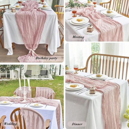 Дорожка для стола на День благодарения, марлевая, в стиле бохо, плиссированная, однотонная, устойчивая к пятнам, многоразовая, для защиты стола, украшение, дорожка для банкета, выпускного вечера