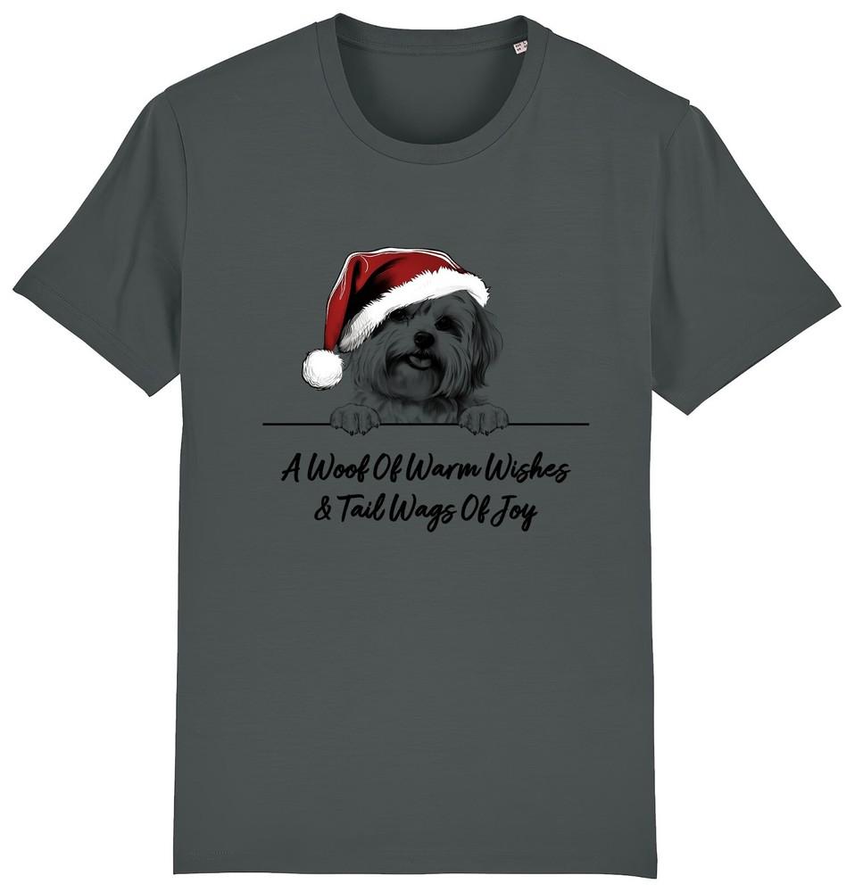 MALTESE Christmas Dog T-Shirt Adults Kids Woof Wishes Tail Wags Dogs Xmas Gift