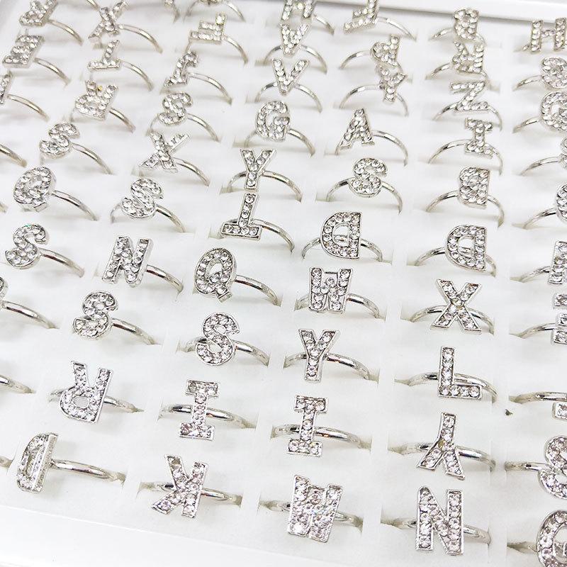 10Pcs Letter Ring Women Classic Ring For Girl Party Jewelry Gift