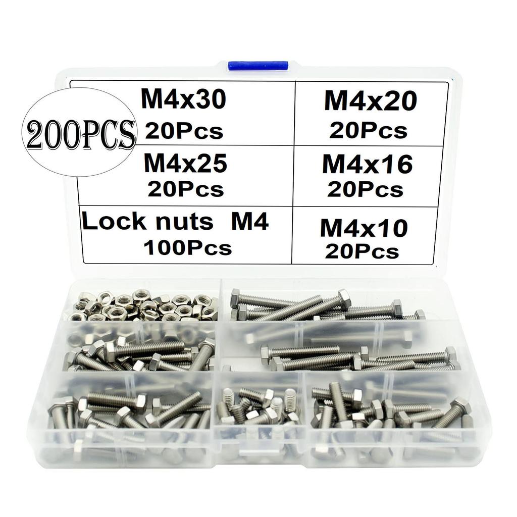 408pcs200pcs84pcs304 Stainless Steel Outer Hexagon Bolt Nut Set M4M5M6M8 Hexagon Screw