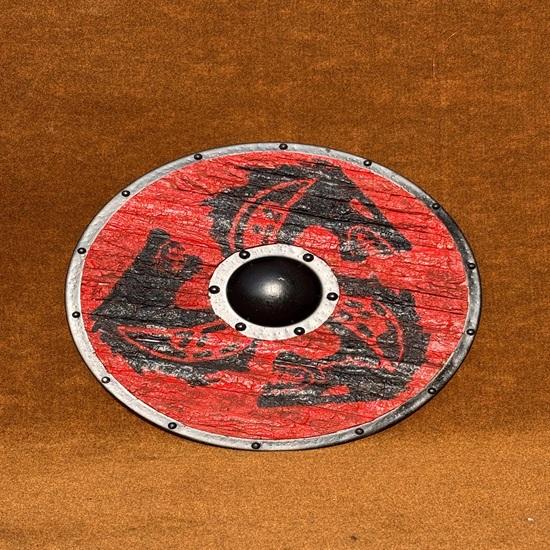 60.96 Cm Fenrir Red Eivor Raven Authentic Battle Worn Viking  Handcrafted Shields