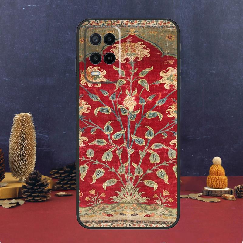 Persian Carpet Floral Pattern For OPPO A58 A78 A98 A15 A16 A17 A76 A96 A77 A52 A72 A5 A9 A79 A94 A74 A57S A53S A54S Case