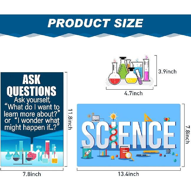 Zonon 31 Pieces Science Classroom Decoration Science Bulletin Board Set Scientist Posters Banner Classroom Wall Decoration Scientist Lab Cutouts for