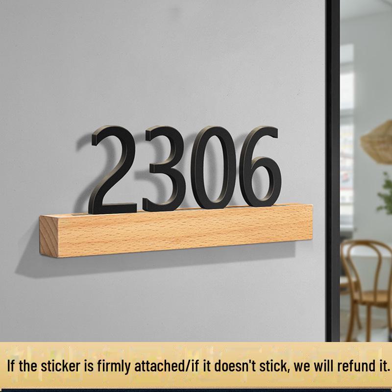 Креативная табличка с номером дома из цельного дерева и акрила — без перфорации, легкая роскошь для жилых домов и отелей
