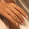 Stainless Steel Double Layer Connecting Ring for Women Luxury Cubic Zirconia Gold Plated Geometric Link Chain Fashion Jewelry