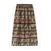 Летняя женская винтажная дизайнерская юбка макси с эластичным поясом и принтом животных для леди