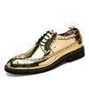 Formal Oxfords Shoes for Men Black Gold Patent Leather Business Lace-up Wingtip Toe Brogue Wedding Mens Dress Shoes