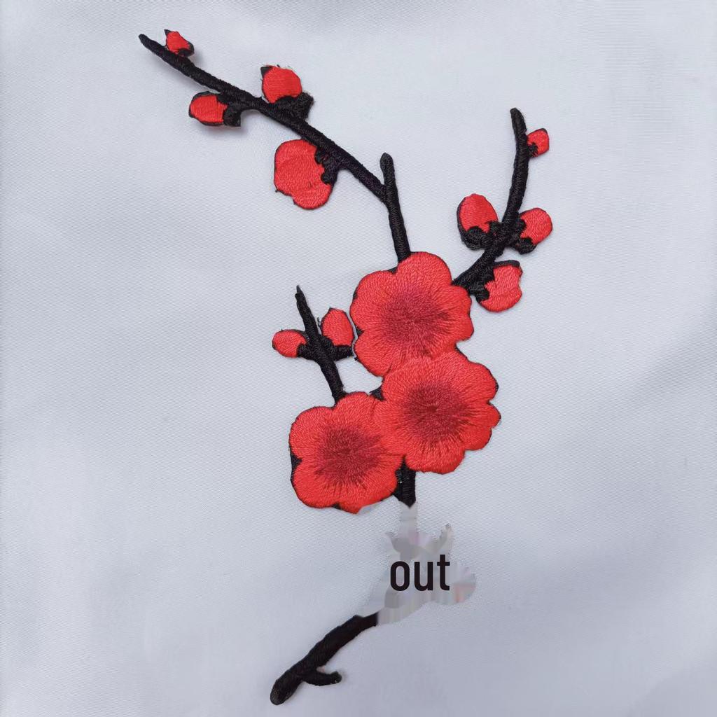 Plum Blossom Velcro Embroidery Patch: Handmade DIY Clothing Accessory