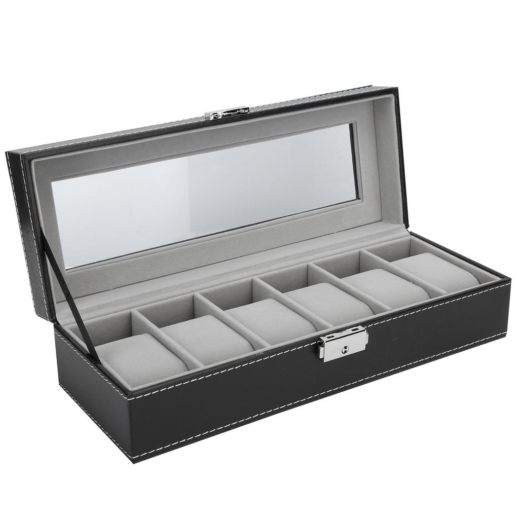 Watch Box Organizer Dislpay Delicate 6 Grids Luxury Case Jewelry Display Storage Case