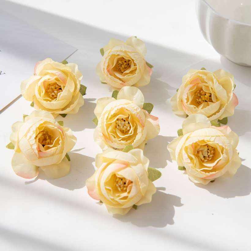 10Pcs Artificial Flowers Wedding Decoration Christmas Garland Home Room Scrapbooking Brooch Diy Gifts Candy Box Fake Silk Peony