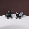 Chic Black Punk Bird Brooch With Creative Cartoon Design Eyecatching Decorative Alloy Pin All For