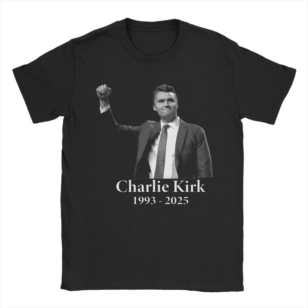 Мужская футболка REST IN PEACE Charlie Kirk 1993-2025 Футболки Новинка Пляжная футболка Y2K Повседневная Повседневная Топы из чистого хлопка Большие размеры
