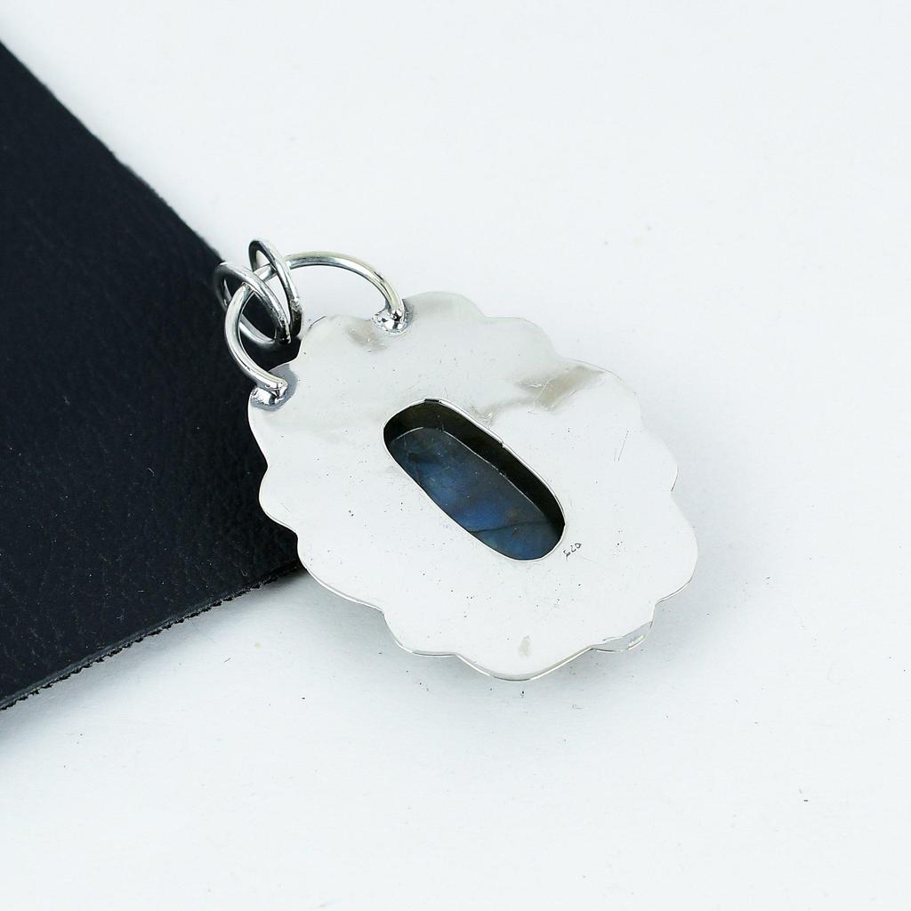 Серебряный кулон с натуральным лабрадоритом из стерлингового серебра 925 пробы — дизайн ручной работы, повседневные украшения, уникальный кулон в подарок на День отца