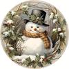 1pcs, Rustic Snowman Garland Metal Tin Round Sign, Vintage Plaque Decorative Wall Art (8*8 Inches/20*20 Cm), Wall Decor