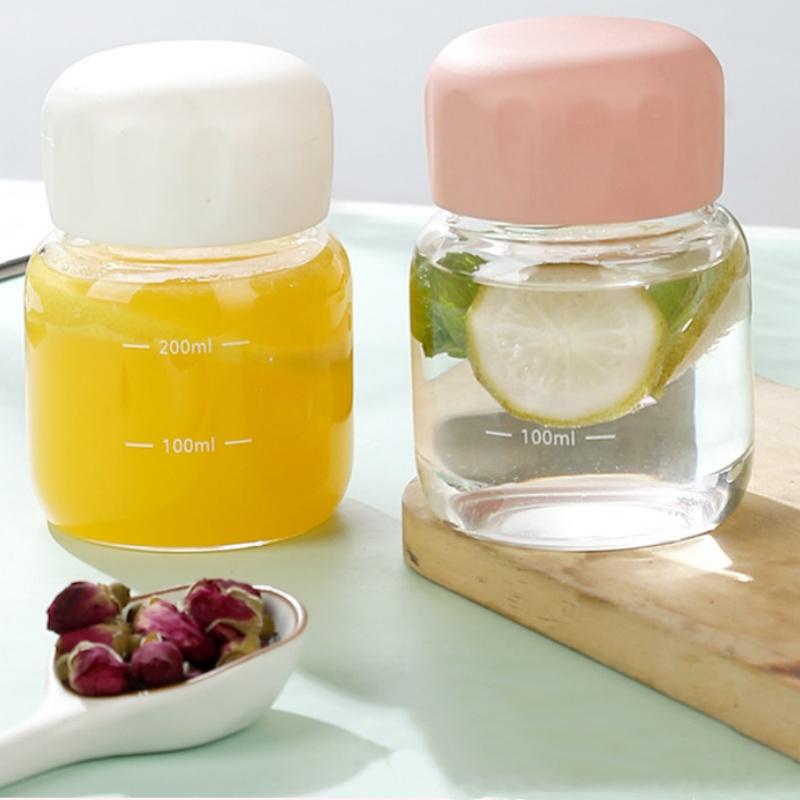 300 мл маленькие стеклянные бутылки для воды с крышкой портативные симпатичные мини цилиндрические однотонные герметичные стаканчики для воды студенческие бутылки для питья