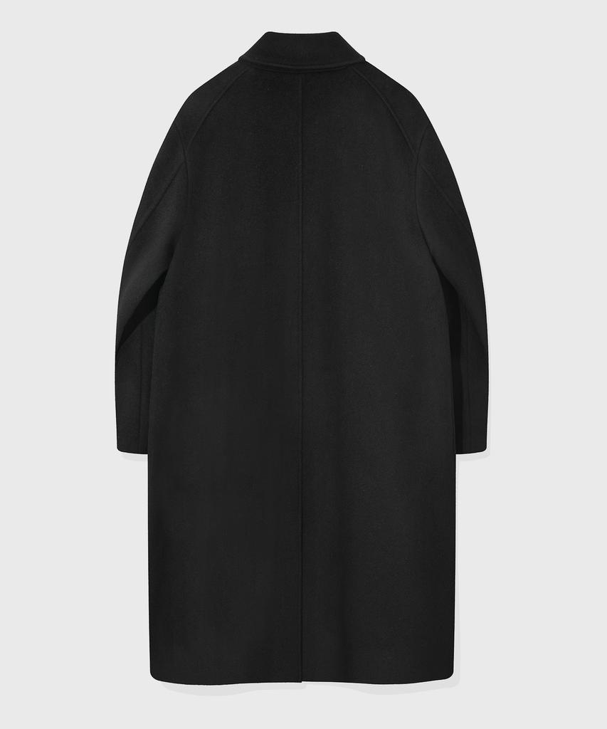 Kiimuir Cashmere Blend Semi-Overfit Balmacaan Coat_Black