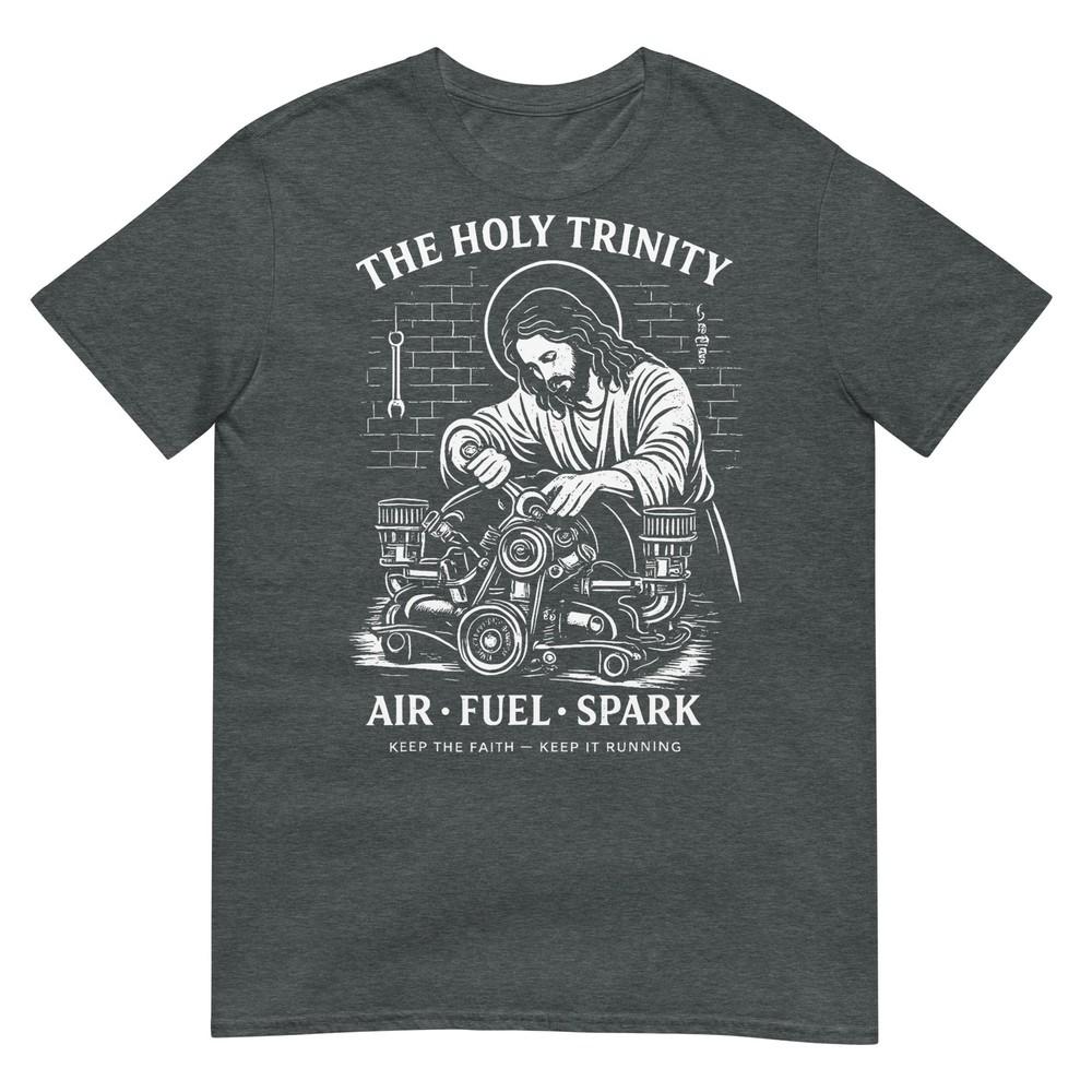 The Holy Trinity Air Fuel Spark Mechanic Jesus Humor TShirt
