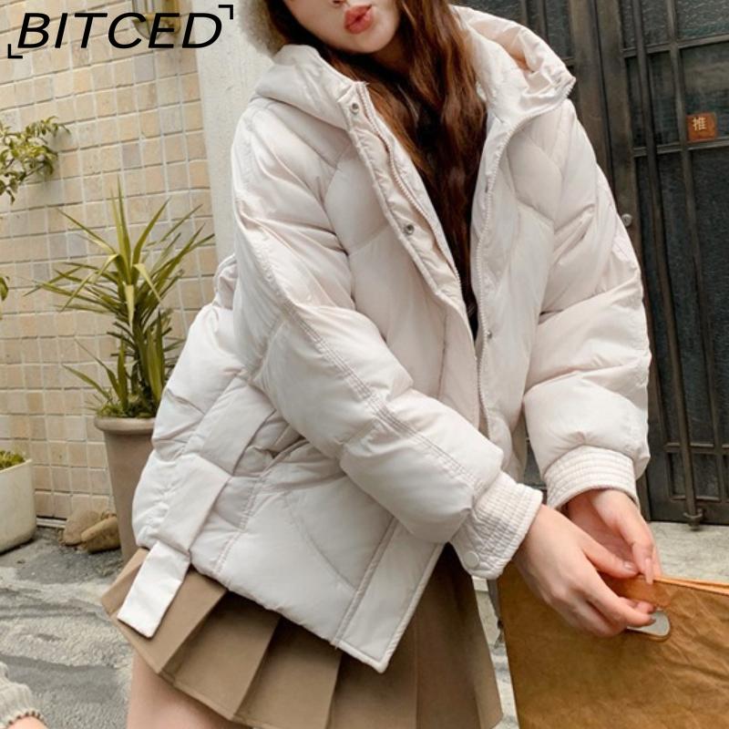 BITCED Loose-Fit Women's Winter New Arrival Short Casual Hooded Oversized Cotton Coat, Cotton Jacket, Padded Jacket
