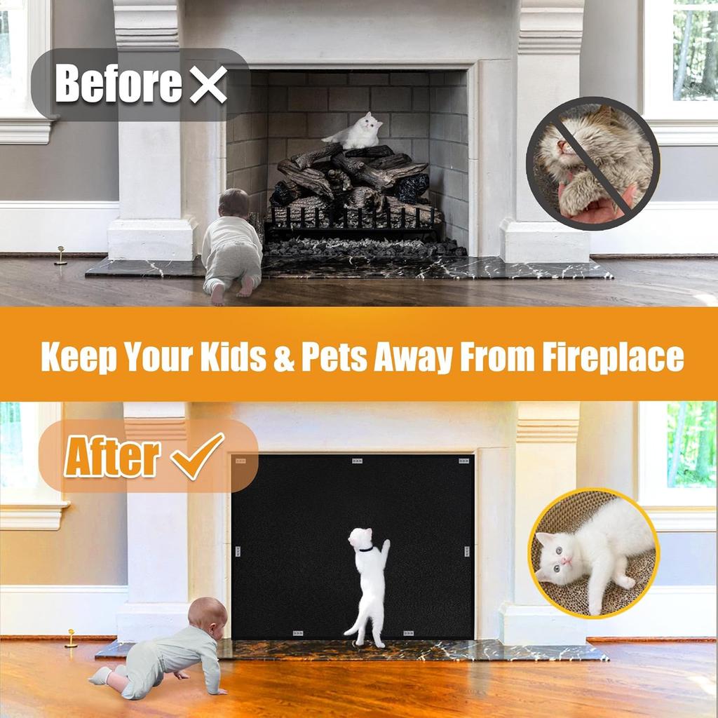 Heat-Resistant Magnetic Fireplace Cover - 33 x 29 in Fireproof Fireplace Cover for The Living Room - Fireplace Draft Stopper Stops Heat Loss-