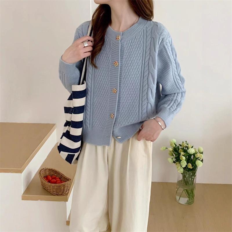 Модный свитер с косами, женское пальто, осень и зима, новый свободный, мягкий, восковой темперамент, вязаный кардиган, женская одежда