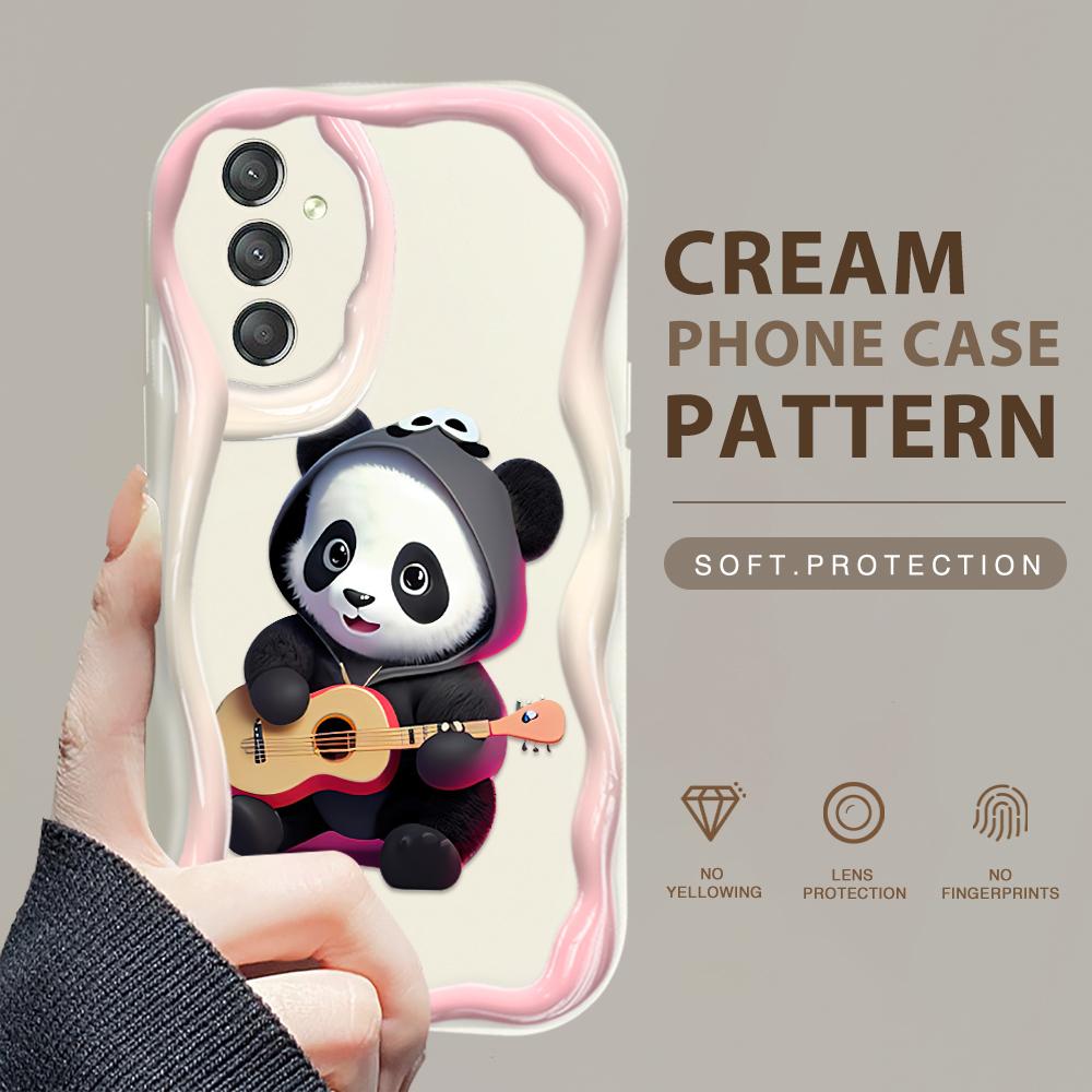 Cute Cartoon Pattern Cream Texture Casing Wavy Edge Soft Silicone Cover Phone Case for Samsung