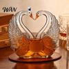 Light Refracting Liquor Bottle Goose Shaped Whiskey Decanter, 3D Animal Glass with Stopper, Art Collectible Decanter Novelty Wine Dispenser