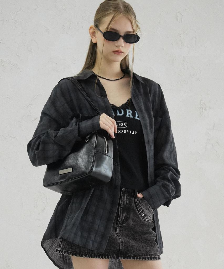 AVANDRESS Smith Overfit Check Shirt Charcoal