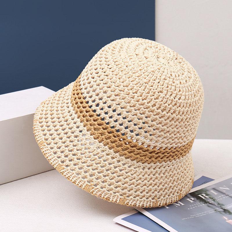 Вязаная панама с маленьким лицом, полая и дышащая плетеная шляпа из папируса, складная весенне-летняя шляпа-тазик с козырьком от солнца