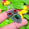 Подвеска из стерлингового серебра 925 пробы с хромдиопсидом и камнем-гранатом Natural Owl, размер 1,97 дюйма, M8E89.