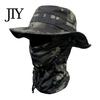 Sun Protection Hat Camouflage with Balaclava Face Mask, UV Men Wide Brim Hat, Breathable Bucket for Outdoor Fishing Hiking Cycling
