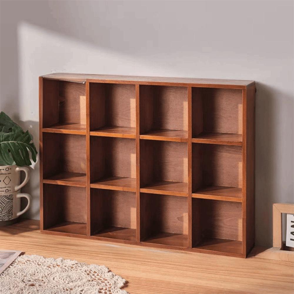 Squares Wood Desktop Organizer Vintage Style Wooden Storage Holder Tabletop