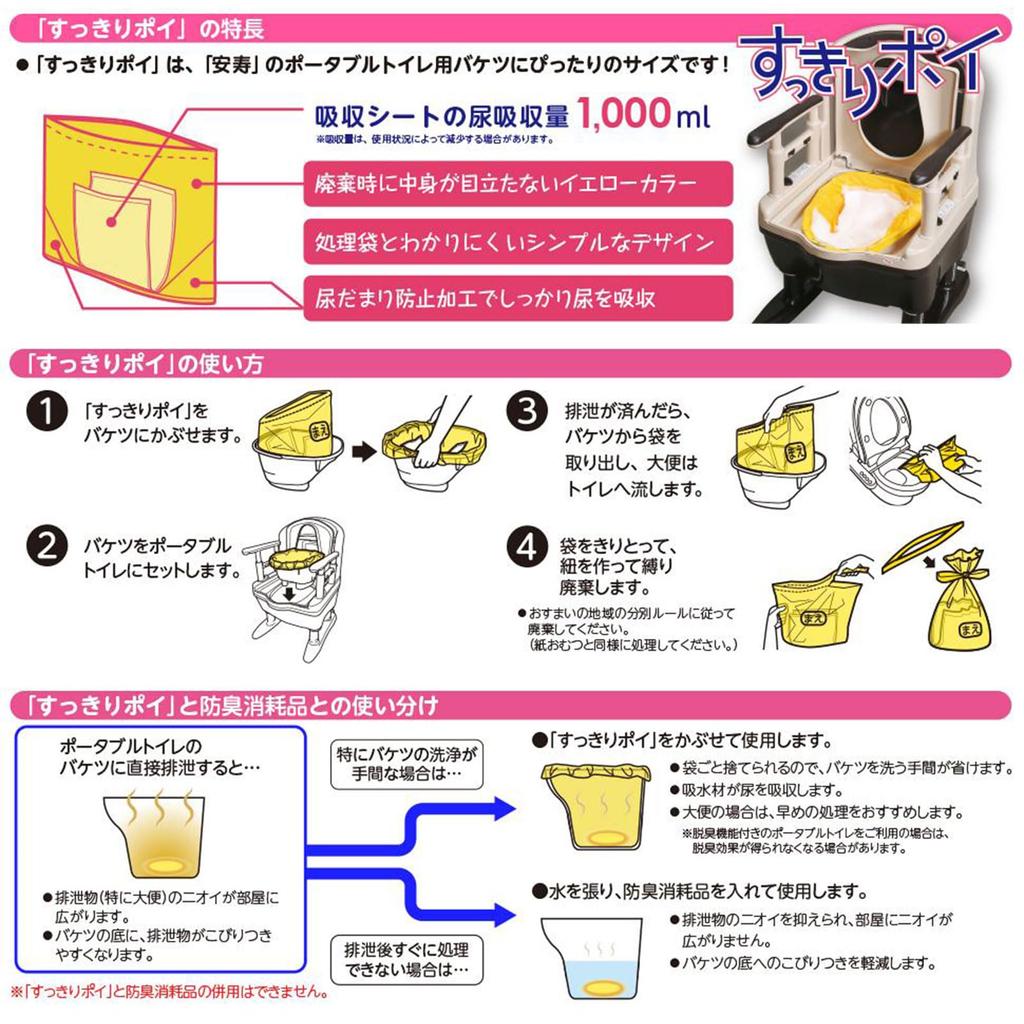 Anju портативный мешок для утилизации туалетных отходов Rekiri Poi 30 шт. желтый