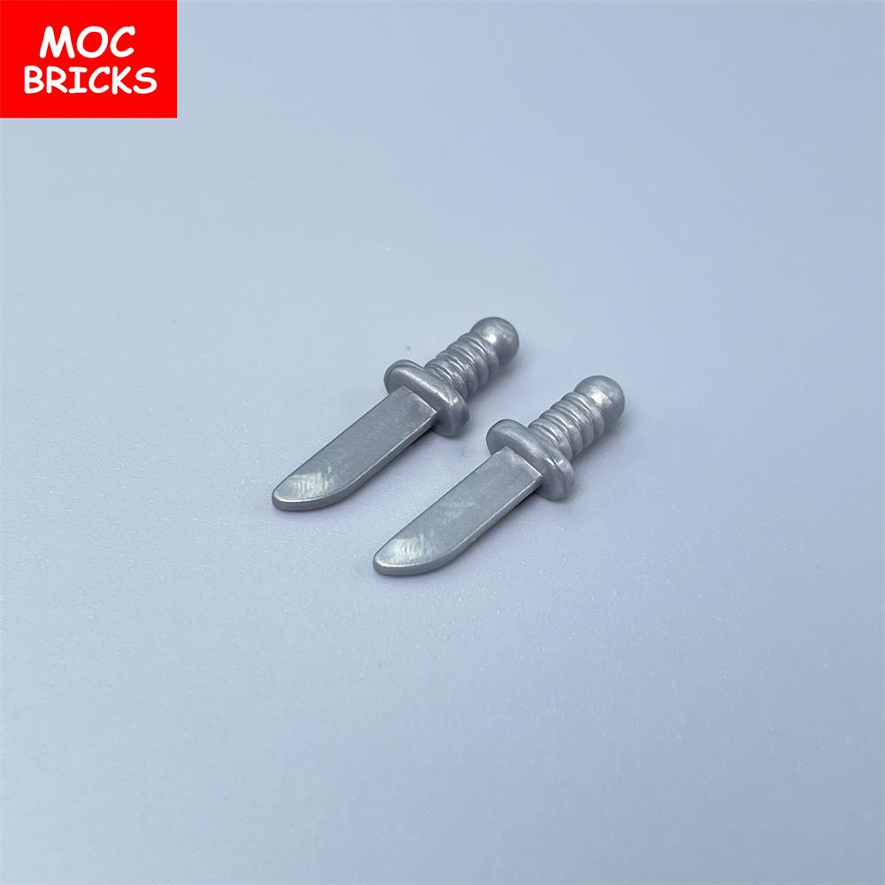 12pcs/lot MOC Bricks Soldier Weapon Knife Cutter Sword Food Tool 44658a Educational Building Blocks Children's Toys Gifts