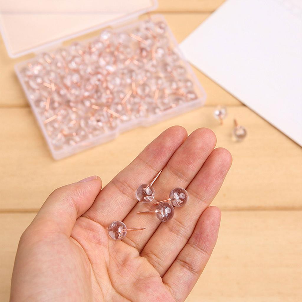 100 шт. розово-золотых кнопок большого размера с прозрачной круглой головкой, элегантный дизайн, набор кнопок для досок объявлений и поделок