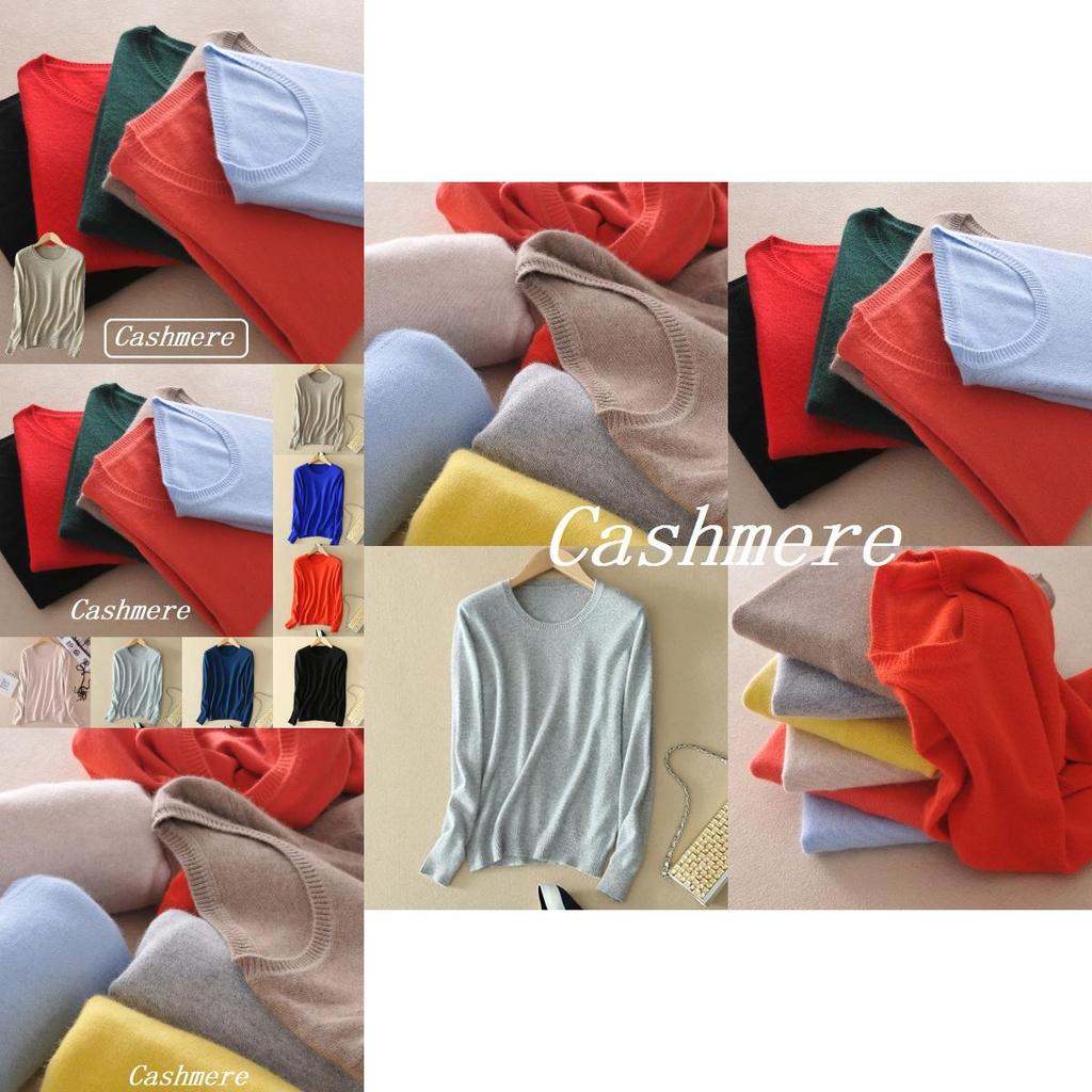 Stylish Women's Cashmere Loose Pullover Crew Neck Knit Sweater For Cozy Winter Wear