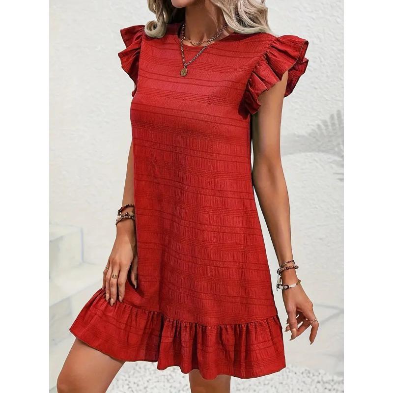 Женское летнее платье без рукавов с оборками