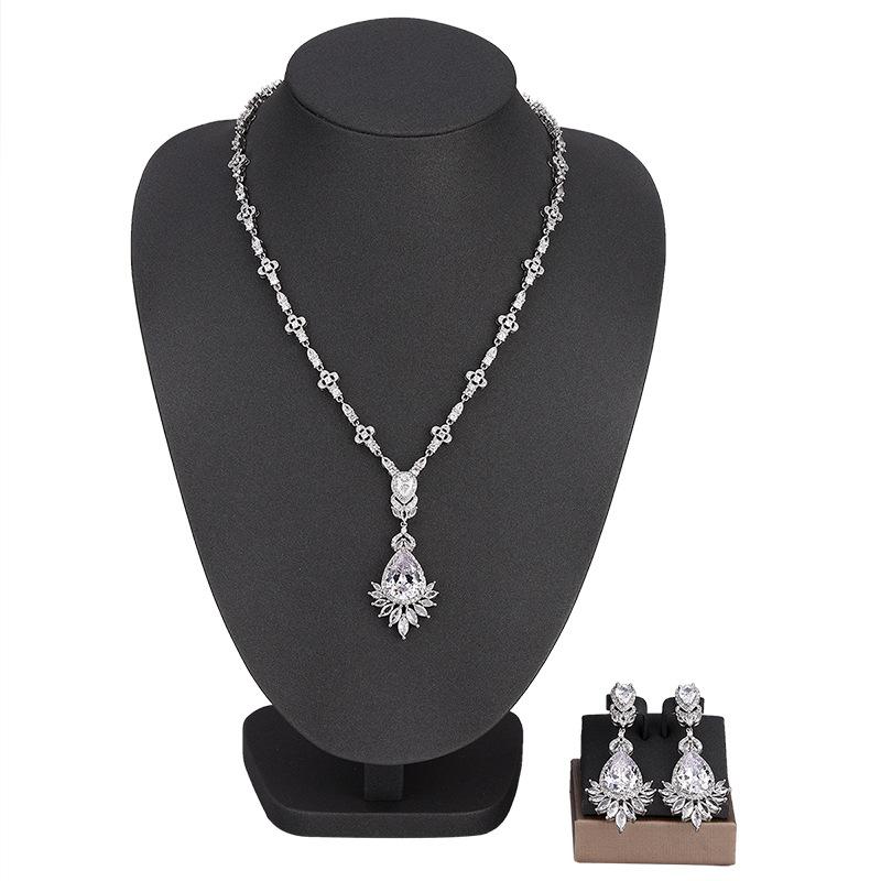 Ювелирные изделия в европейском и американском стиле, ожерелье с каплями воды из циркона, женственное свадебное платье, высококачественные свадебные украшения, комплект сережек-гвоздиков