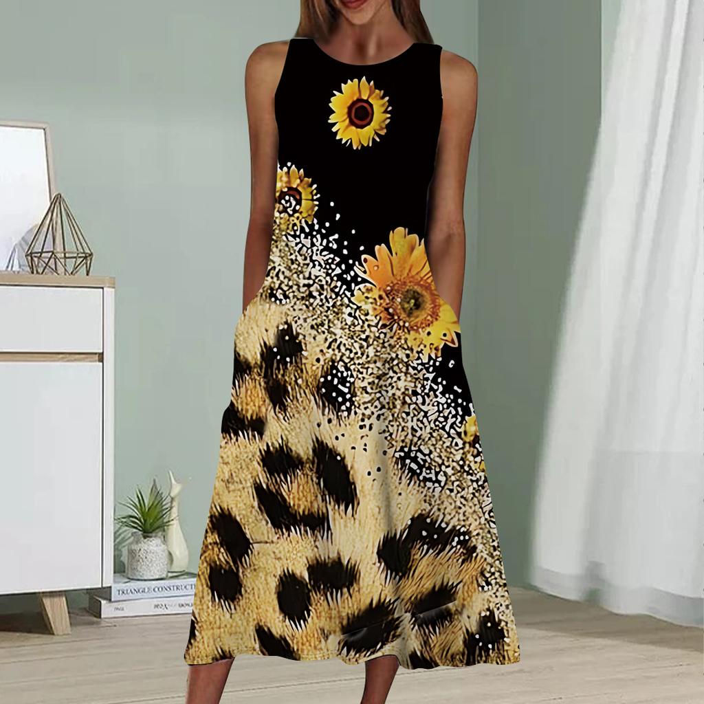 Летнее модное сексуальное платье без рукавов Мягкое повседневное платье с принтом листьев гинкго 3D Платье без рукавов на бретельках