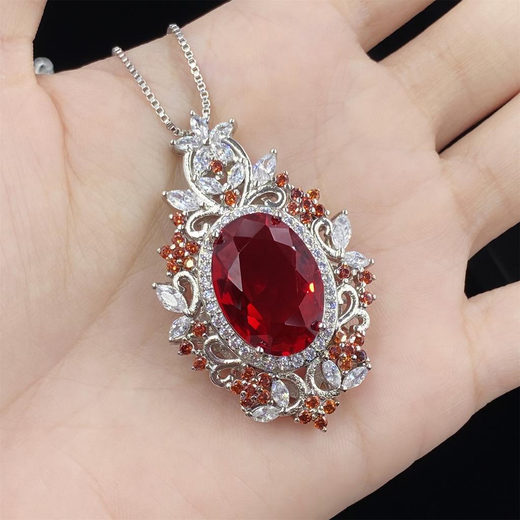925 Серебряный Розовый Цирконий Кулон Ожерелье Изысканные Аксессуары Для Шеи для Танцевальной Вечеринки Роскошные Модные Женские Ювелирные Изделия