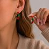 Fashion Christmas Red Green Enamel Twist Hoop Earrings for Women Trendy C Shaped Candy Color Circle Earring Xmas Party Jewelry