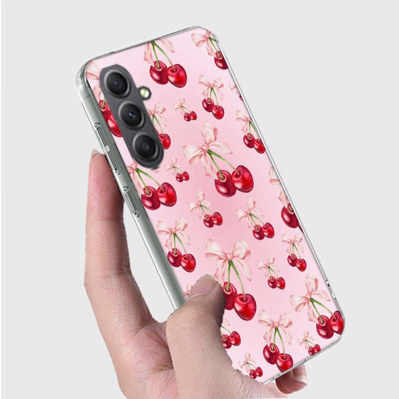 Cherry Bow Phone Case for Samsung A16 A26 A36 A56 A17 A37 A57 A07 A06 A02S A03 A04S A05S Galaxy Note 20 10 A50S A71 A51 A31 A30