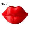 Cute Makeup Pencil Cup Lip Shaped Storage Holder, 3D Printed Red Sculpture Vase, Artistic Stylish Fashion Store Display Desktop Organizer for Brushes