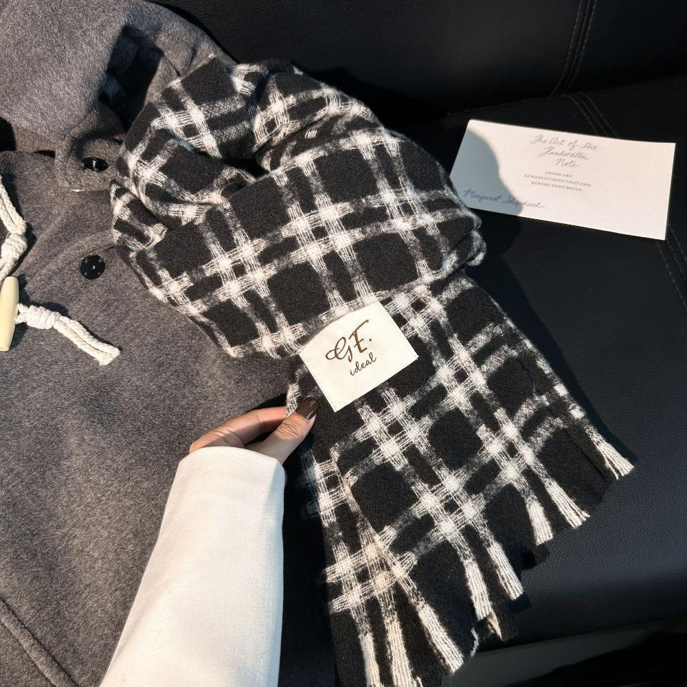 Warm Winter Plaid Scarf Rose Pink Pashmina New Long Tassel Scarves  Women