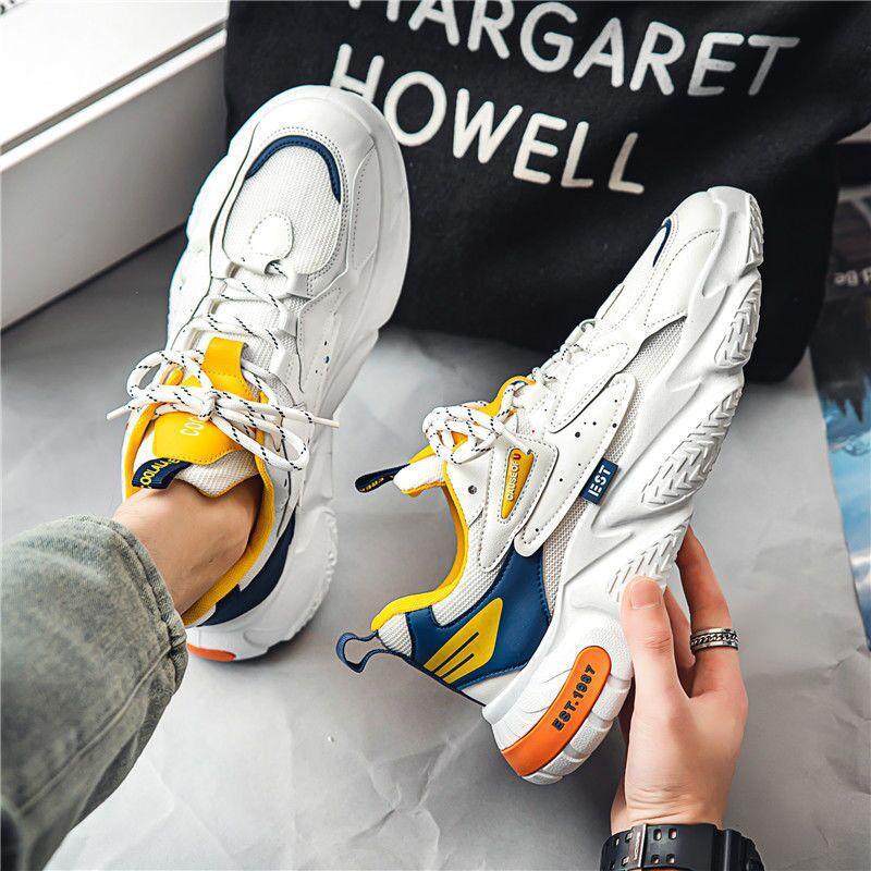 Spring Men's Shoes Breathable Mesh Shoes Men's Trend All Match Small White Shoes Platform Sports Shoes Casual Daddy Shoes