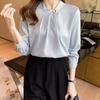 Autumn New Style Commuter Professional Shirt Design Niche Korean Long-sleeved Chiffon Pullover Top for Women