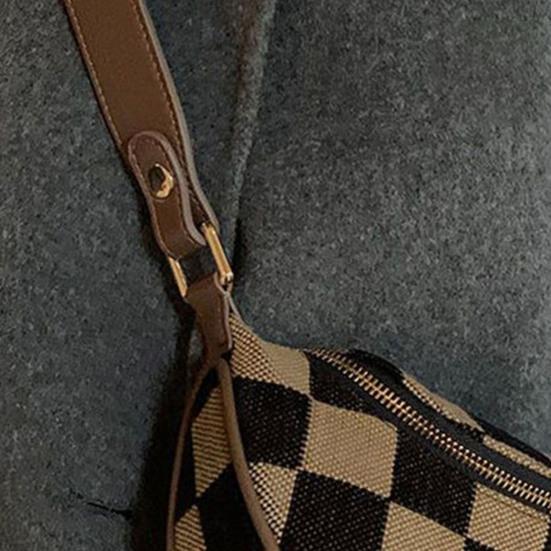 Женская поясная сумка с регулируемыми ремнями, клетчатый принт, двухсторонняя застежка-молния, через плечо