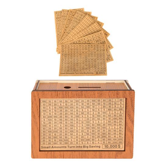 Деревянная копилка с 8 наклейками с целевыми числами евро доллары копилка для монет денежный контейнер для детей и взрослых накопительный кейс банка