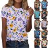 Women's Fashion Casual Printed Round Neck Short Sleeved T-Shirt Top T-Shirt Top Top
