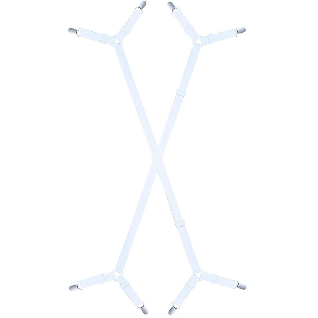 2Pcs Lengthen Sheet Bed Adjustable Suspenders Crisscross Band Straps Grippers Mattress Duvet Elastic
